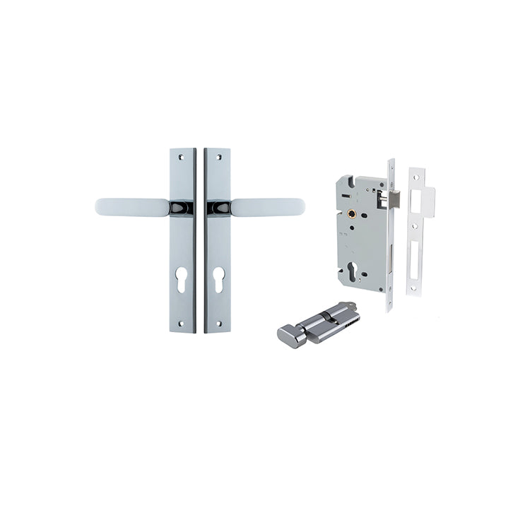 Bronte Lever - Rectangular Backplate Entrance Kit with High Security Lock Chrome Plated / Solid Brass