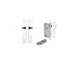 Como Lever - Chamfered Backplate Entrance Kit with High Security Lock Chrome Plated / Solid Brass