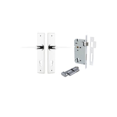 Como Lever - Chamfered Backplate Entrance Kit with High Security Lock Chrome Plated / Solid Brass