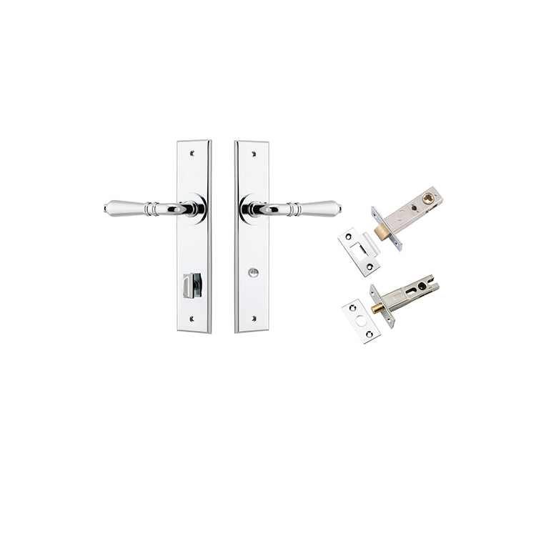 Sarlat Lever - Chamfered Backplate Privacy Kit with Privacy Turn Chrome Plated / Solid Brass