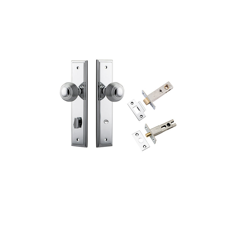 Guildford Knob - Stepped Backplate Privacy Kit with Privacy Turn Chrome Plated / Solid Brass