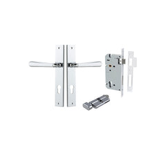 Copenhagen Lever - Rectangular Backplate Entrance Kit with High Security Lock Chrome Plated / Solid Brass