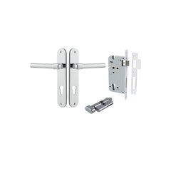 Helsinki Lever - Oval Backplate Entrance Kit with High Security Lock Chrome Plated / Solid Brass