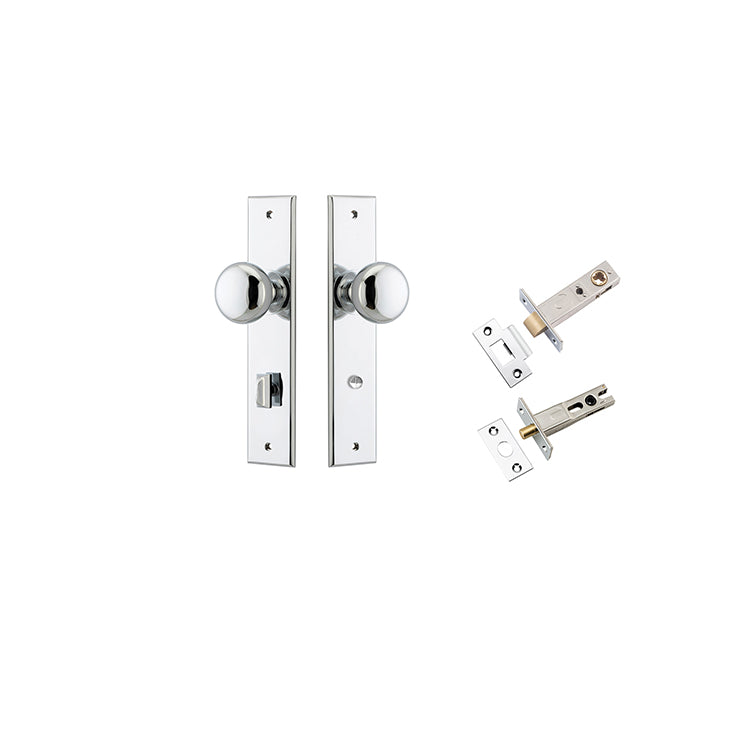 Cambridge Knob - Chamfered Backplate Privacy Kit with Privacy Turn Chrome Plated / Solid Brass