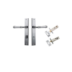 Verona Lever - Rectangular Backplate Privacy Kit with Privacy Turn Satin Chrome / Solid Brass