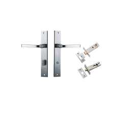 Annecy Lever - Rectangular Backplate Privacy Kit with Privacy Turn Satin Chrome / Solid Brass