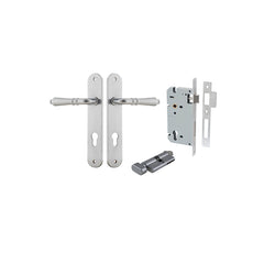 Sarlat Lever - Oval Backplate Entrance Kit with High Security Lock Satin Chrome / Solid Brass