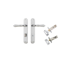 Sarlat Lever - Oval Backplate Privacy Kit with Privacy Turn Satin Chrome / Solid Brass
