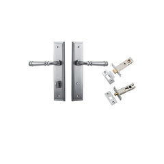 Verona Lever - Stepped Backplate Privacy Kit with Privacy Turn Satin Chrome / Solid Brass