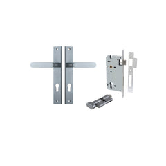 Bronte Lever - Rectangular Backplate Entrance Kit with High Security Lock Satin Chrome / Solid Brass