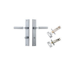Brunswick Lever - Rectangular Backplate Privacy Kit Satin Chrome / Solid Brass