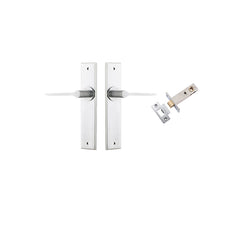 Como Lever - Chamfered Backplate Passage Kit Satin Chrome / Solid Brass