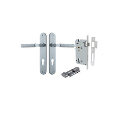 Brunswick Lever - Oval Backplate Entrance Kit with High Security Lock Satin Chrome / Solid Brass