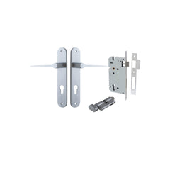 Como Lever - Oval Backplate Entrance Kit with High Security Lock Satin Chrome / Solid Brass