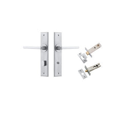 Baltimore Lever - Chamfered Backplate Privacy Kit with Privacy Turn Satin Chrome / Solid Brass