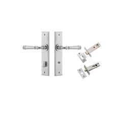Verona Lever - Chamfered Backplate Privacy Kit with Privacy Turn Satin Chrome / Solid Brass