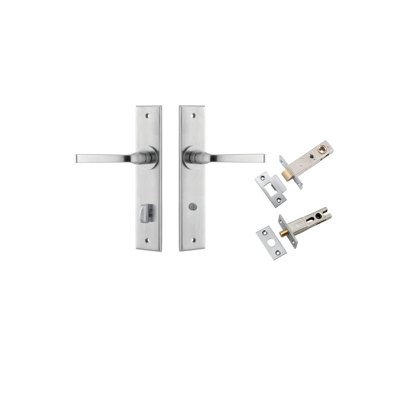 Annecy Lever - Chamfered Backplate Privacy Kit with Privacy Turn Satin Chrome / Solid Brass