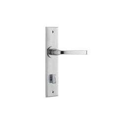 Annecy Lever - Chamfered Backplate (Handles Only) Satin Chrome / Privacy