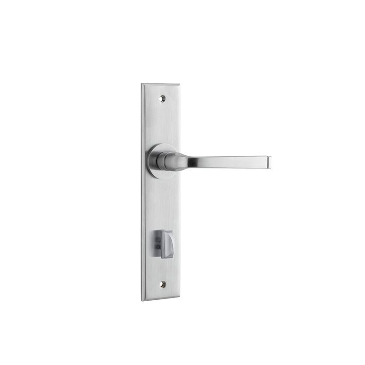 Annecy Lever - Chamfered Backplate (Handles Only) Satin Chrome / Privacy