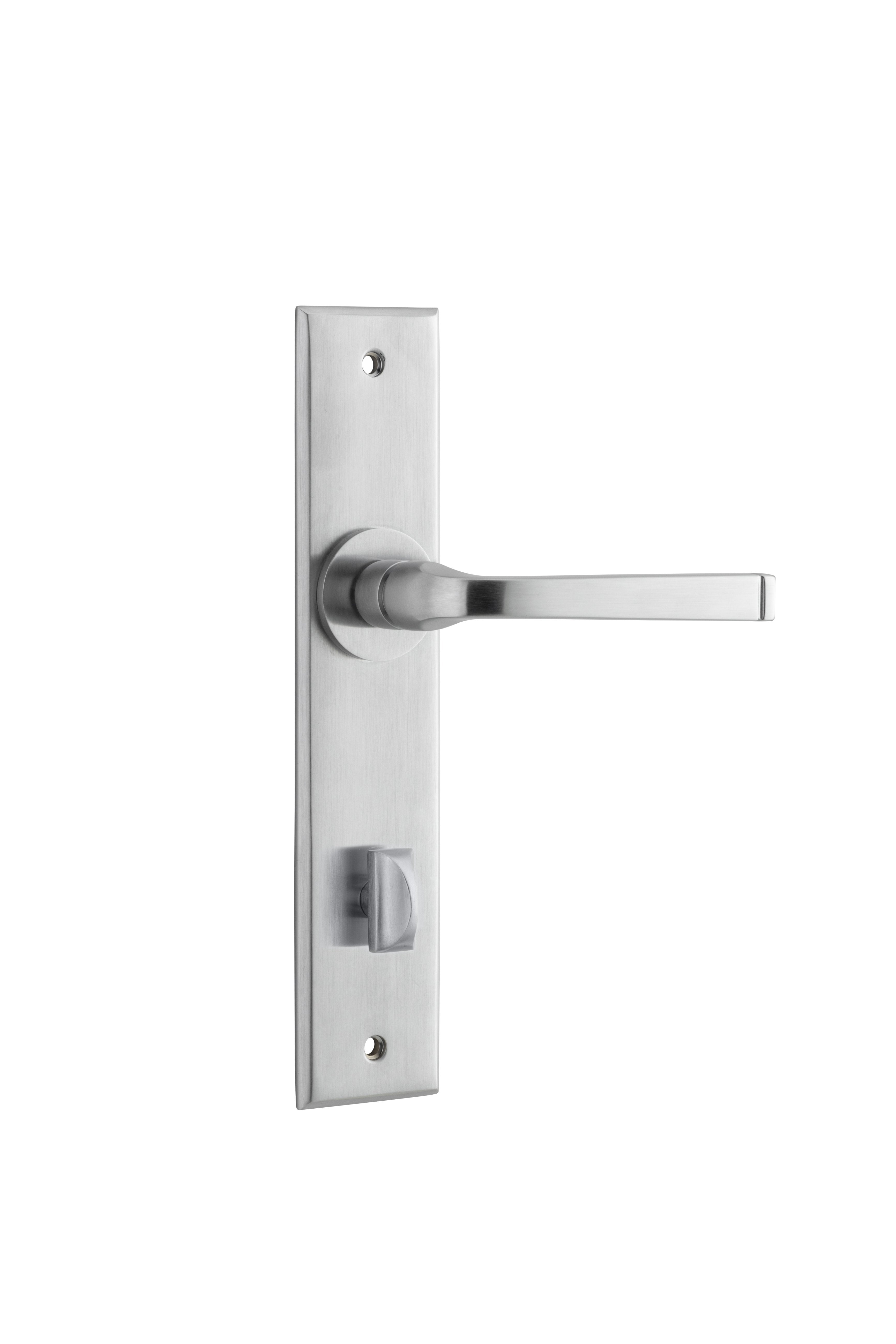 Annecy Lever - Chamfered Backplate (Handles Only) Satin Chrome / Privacy