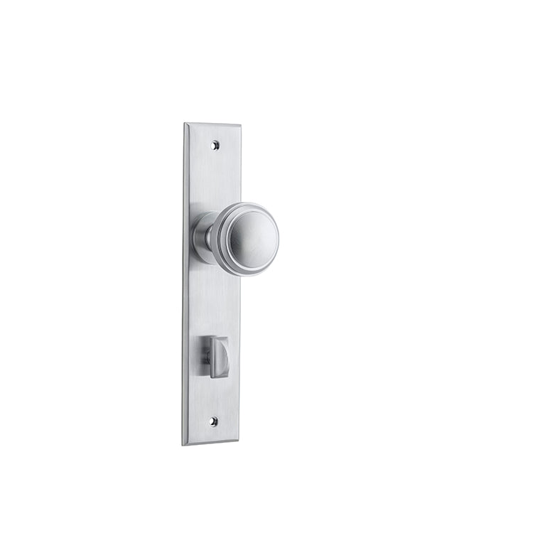 Paddington Knob - Chamfered Backplate Satin Chrome / Brass