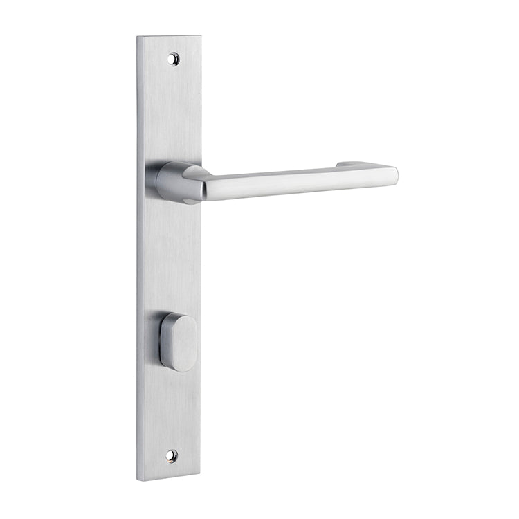 Baltimore Return Lever - Rectangular Backplate Satin Chrome / Solid Brass