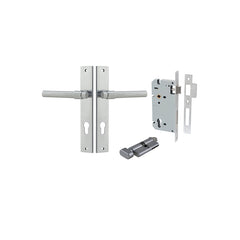 Helsinki Lever - Rectangular Backplate Entrance Kit with High Security Lock Satin Chrome / Solid Brass