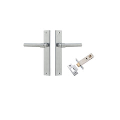 Helsinki Lever - Rectangular Backplate Passage Kit Satin Chrome / Solid Brass