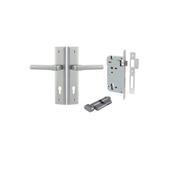 Helsinki Lever - Stepped Backplate Entrance Kit with High Security Lock Satin Chrome / Solid Brass