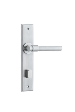 Helsinki Lever - Chamfered Backplate Satin Chrome / Solid Brass