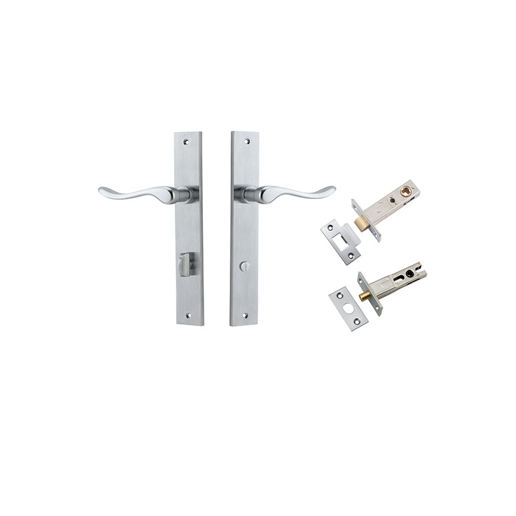 Stirling Lever - Rectangular Backplate Privacy Kit with Privacy Turn Satin Chrome / Solid Brass