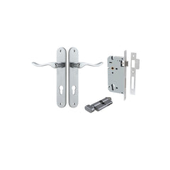 Stirling Lever - Oval Backplate Entrance Kit with High Security Lock Satin Chrome / Solid Brass
