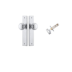 Cambridge  Knob - Chamfered Backplate Passage Kit Satin Chrome / Solid Brass