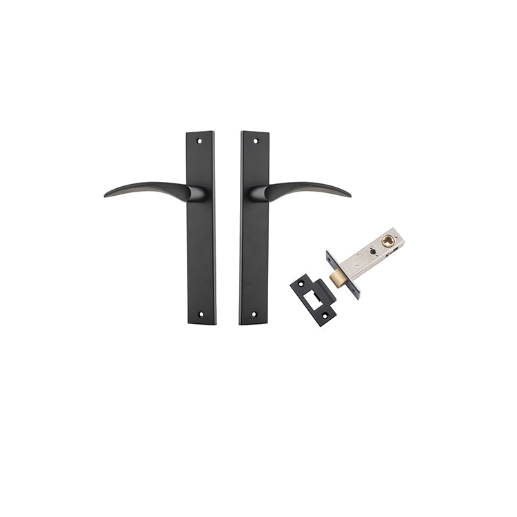 Oxford Lever - Rectangular Backplate Passage Kit Matt Black / Solid Brass