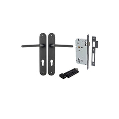 Baltimore Lever - Oval Backplate Entrance Kit with High Security Lock Matt Black / Solid Brass