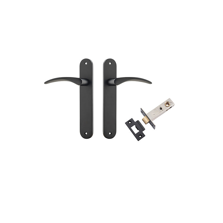 Oxford Lever - Oval Backplate Passage Kit Matt Black / Solid Brass