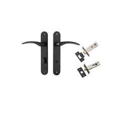 Oxford Lever - Oval Backplate Privacy Kit with Privacy Turn Matt Black / Solid Brass