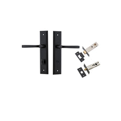 Annecy Lever - Stepped Backplate Privacy Kit with Privacy Turn Matt Black / Solid Brass