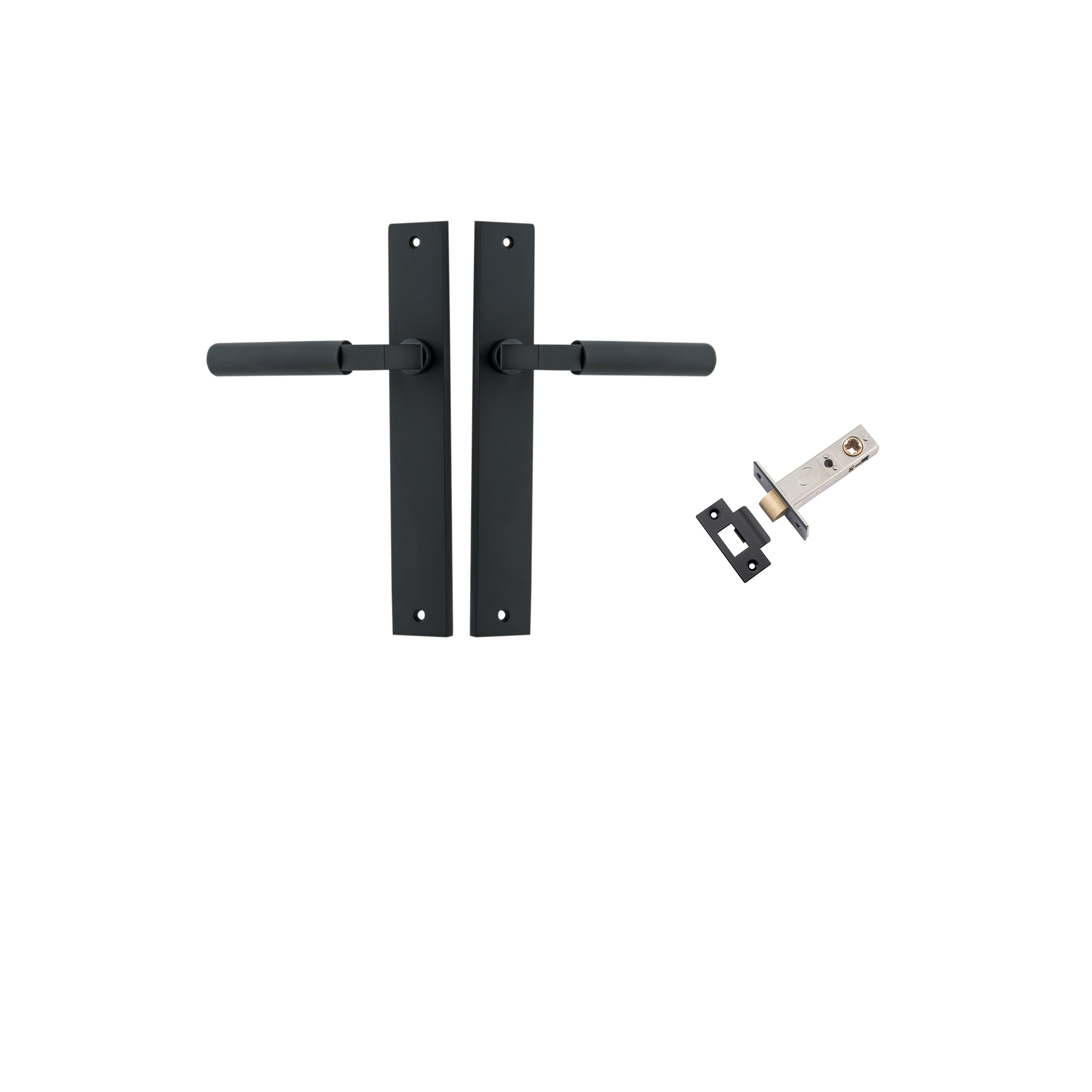 Brunswick Lever - Rectangular Backplate Passage Kit Matt Black / Solid Brass