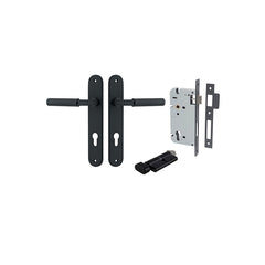 Brunswick Lever - Oval Backplate Entrance Kit with High Security Lock Matt Black / Solid Brass