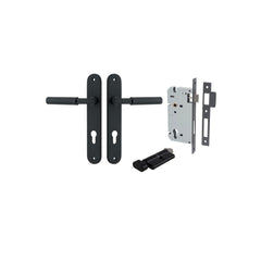 Brunswick Lever - Oval Backplate Entrance Kit with High Security Lock Matt Black / Solid Brass