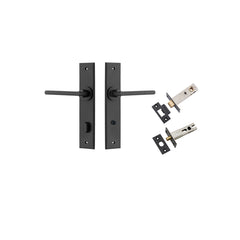 Baltimore Lever - Chamfered Backplate Privacy Kit with Privacy Turn Matt Black / Solid Brass