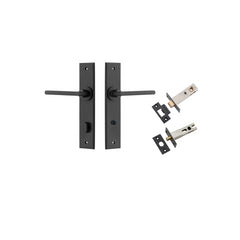 Baltimore Lever - Chamfered Backplate Privacy Kit with Privacy Turn Matt Black / Solid Brass