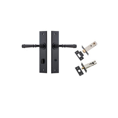 Verona Lever - Chamfered Backplate Privacy Kit with Privacy Turn Matt Black / Solid Brass