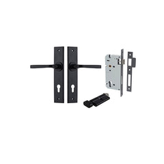 Annecy  Lever - Chamfered Backplate Entrance Kit with High Security Lock Matt Black / Solid Brass