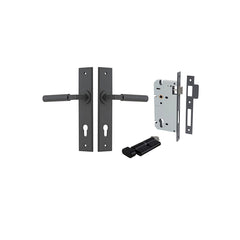 Berlin Lever - Chamfered Backplate Entrance Kit with High Security Lock Matt Black / Solid Brass