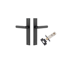 Osaka Lever - Rectangular Backplate Passage Kit Matt Black / Solid Brass