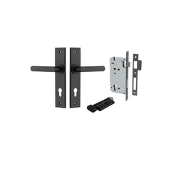 Osaka Lever - Chamfered Backplate Entrance Kit with High Security Lock Matt Black / Solid Brass