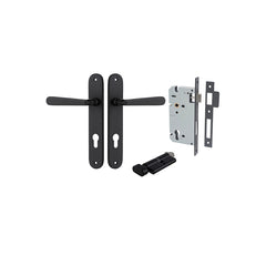 Copenhagen Lever - Oval Backplate Entrance Kit with High Security Lock Matt Black / Solid Brass