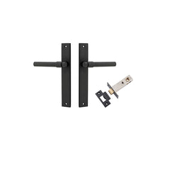 Helsinki Lever - Rectangular Backplate Passage Kit Matt Black / Solid Brass
